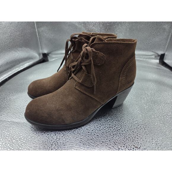 BOC Ankle Boots Style Z4923 Lace-up Side Zip Block Heel Brown Suede Size 7M - Picture 1 of 11